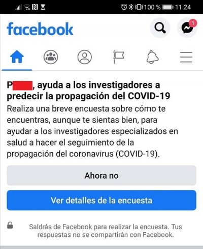 Imagen - Facebook: encuesta para saber si tienes coronavirus