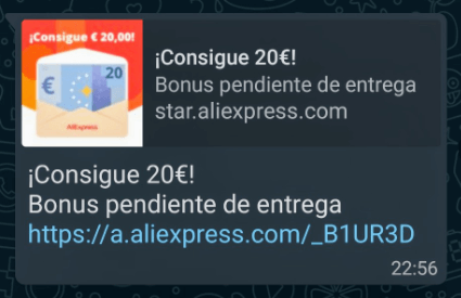 Imagen - Aliexpress: "Get &euro;20! Your bonus is waiting", &iquest;es real?