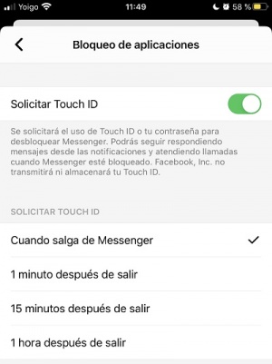 Imagen - C&oacute;mo bloquear Facebook Messenger con huella dactilar