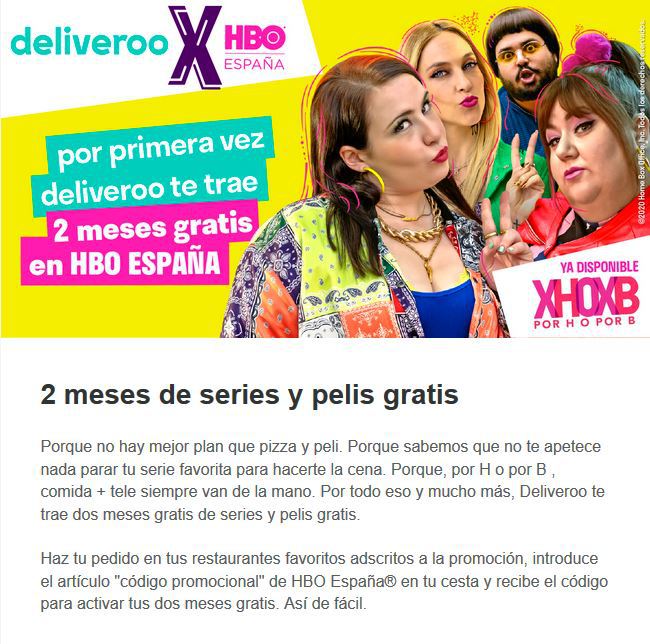 Imagen - Deliveroo regala 2 meses gratis de HBO