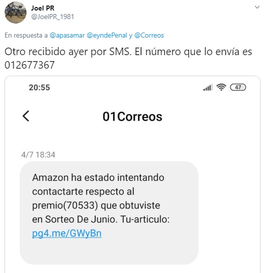 Imagen - Correos: falsos gastos de entrega y premios de Amazon