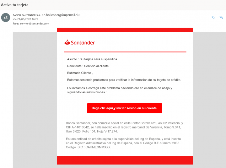 Imagen - Cuidado con la estafa: &quot;Activa tu tarjeta&quot;