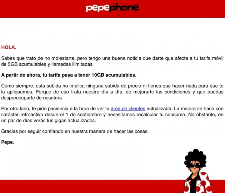 Imagen - Pepephone duplica gratis la tarifa de 5 GB a 10 GB