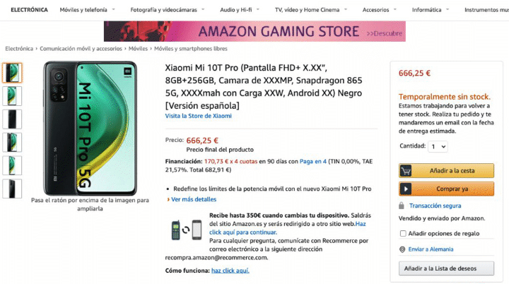 Imagen - Xiaomi Mi 10T Pro se filtra en Amazon Espa&ntilde;a
