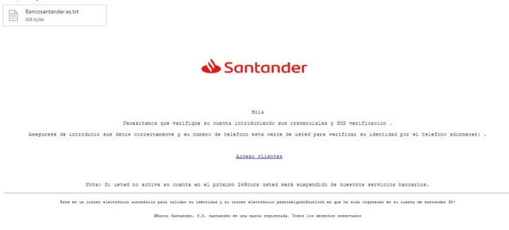 Imagen - Phishing contra el Banco Santander que roba cuentas