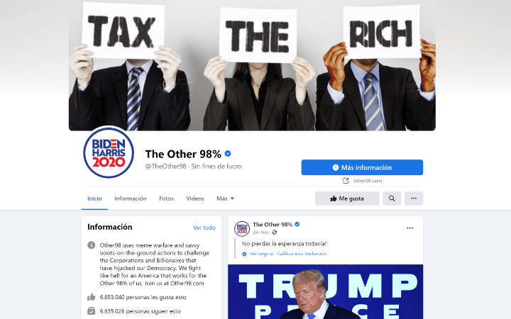 Imagen - Facebook penaliza p&aacute;ginas en favor de Biden