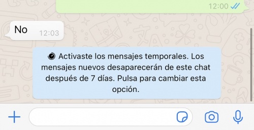 Imagen - &quot;Mensajes temporales&quot; de WhatsApp, qué son y cómo funcionan