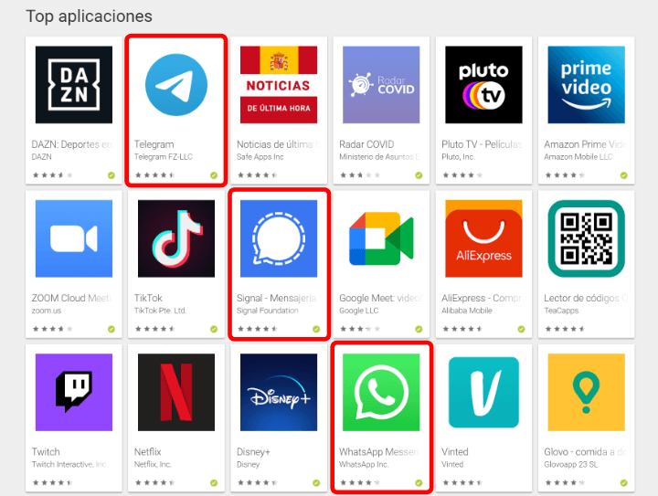 Imagen - Telegram y Signal adelantan a WhatsApp en tiendas de apps