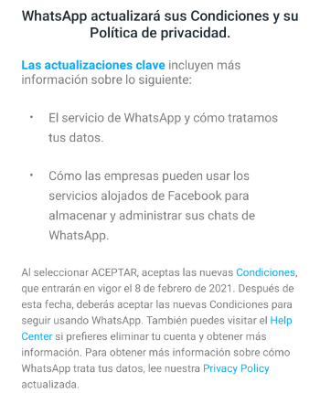 Imagen - ¿Puedo usar WhatsApp sin aceptar las nuevas condiciones?