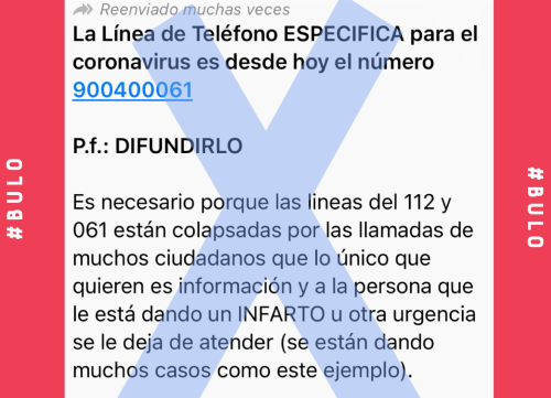 Imagen - Nuevo bulo: el 900400061 no es el teléfono para el COVID