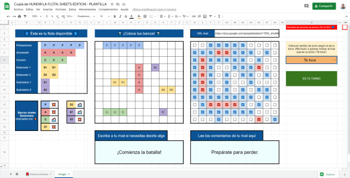Imagen - Hundir la Flota en Google Sheets online y gratis