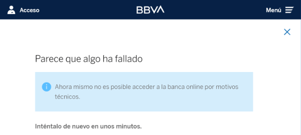 Imagen - BBVA caído: no funciona la web para clientes
