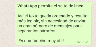Imagen - Cómo escribir mensajes de más de una línea en WhatsApp