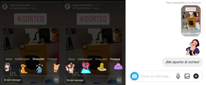Imagen - Instagram Stories añade reacciones con GIFs