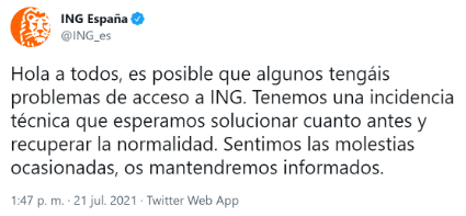 Imagen - ING no funciona: la web y la app caídas
