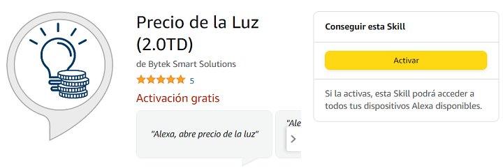 Imagen - Cómo saber el precio de la luz con Alexa