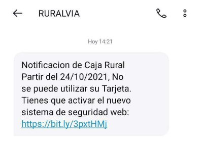 Imagen - Notificación de Caja Rural: ojo con este SMS