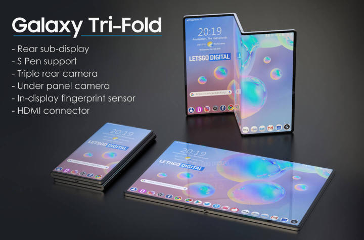 Imagen - Samsung: así sería el móvil plegable de tres pantallas