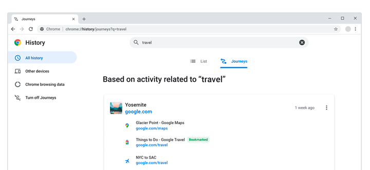 Imagen - Chrome lanza Journeys, nuevas acciones y widgets