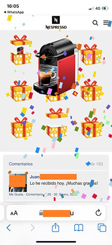 Imagen - Cuidado con el WhatsApp: "Nespresso gratis"