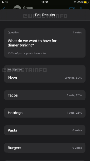 Imagen - Así se verán los resultados de las encuestas en WhatsApp