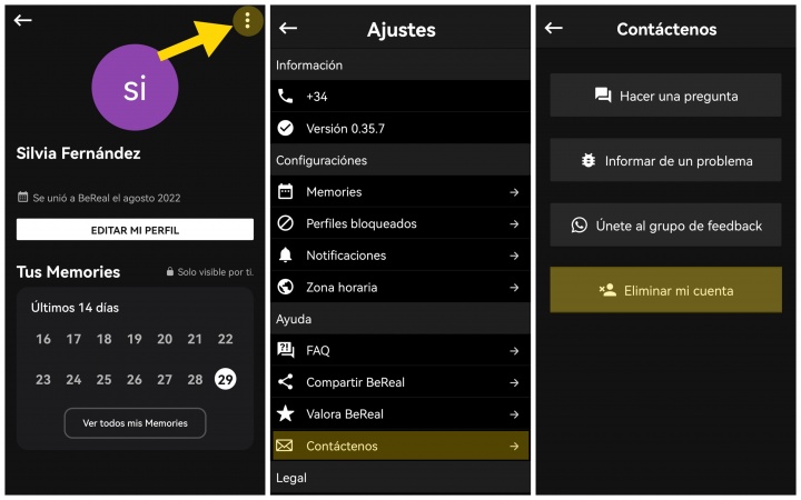 Imagen - Cómo eliminar tu cuenta en BeReal