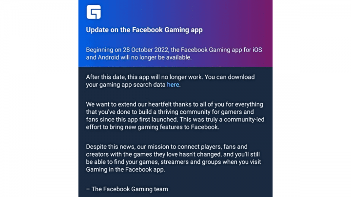 Imagen - Adiós a Facebook Gaming: Meta se rinde