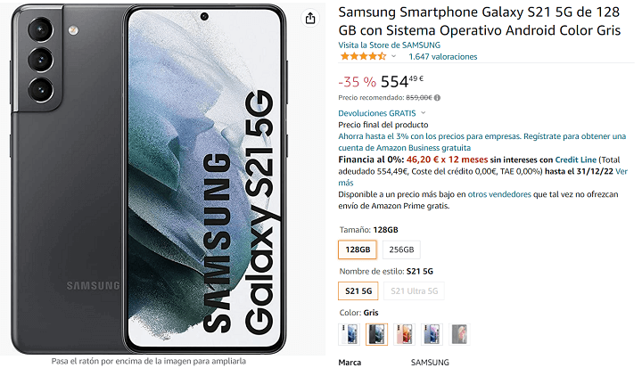 Imagen - Oferta: Samsung Galaxy S21 por solo 554 &euro;