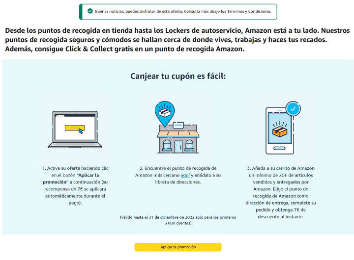 Imagen - Cup&oacute;n descuento Amazon de 7 &euro; para puntos de recogida