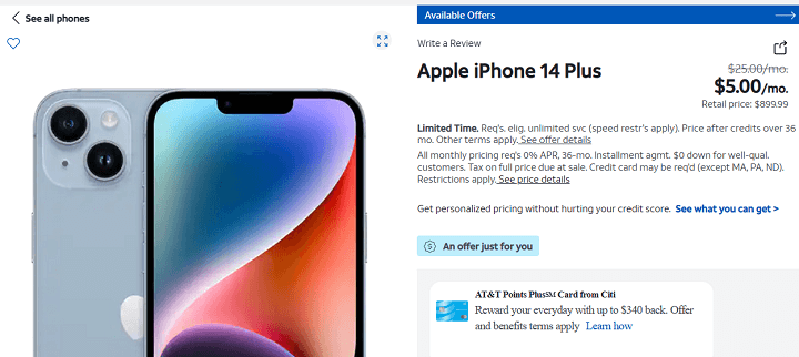 Imagen - Oferta: iPhone 14 Plus con AT&amp;T por solo 5 dólares al mes