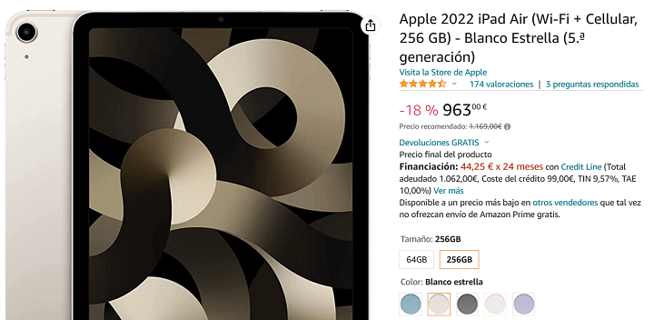 Imagen - Oferta: iPad Air 2022 con un ahorro de m&aacute;s de 200 &euro;