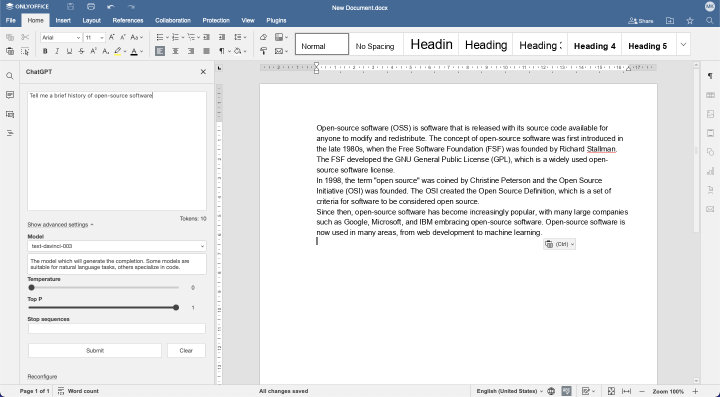 Imagen - OnlyOffice ya integra ChatGPT y Zoom
