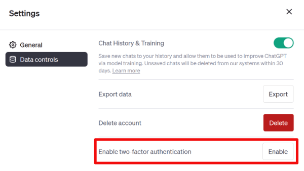Imagen - ChatGPT ya permite activar la verificaci&oacute;n en dos pasos