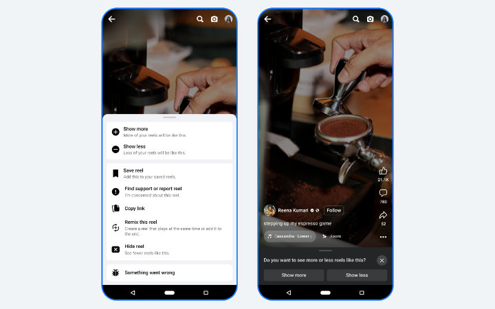 Imagen - Facebook Reels permitirán ajustar qué contenido queremos ver