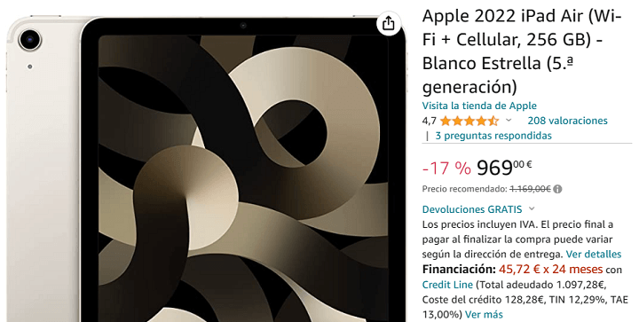 Imagen - Oferta: iPad Air de 256 GB por solo 969 €