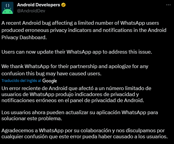 Imagen - Google arregla un error que hacía parecer que WhatsApp te estaba espiando con el micrófono