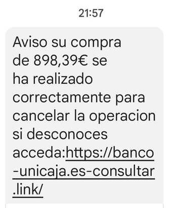 Imagen - Cuidado con los SMS de compras de Unicaja: hay una campaña de phishing en marcha