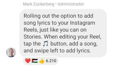 Imagen - Los Reels de Instagram incorporan letras de las canciones