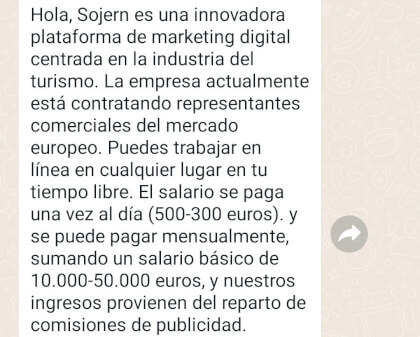 Imagen - Oferta de trabajo en Sojern: cuidado con esta oferta de WhatsApp