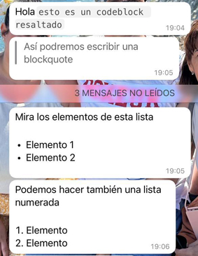 Imagen - Formatos de texto en WhatsApp: c&oacute;mo poner listas, bulletpoints, blockquotes y codeblocks