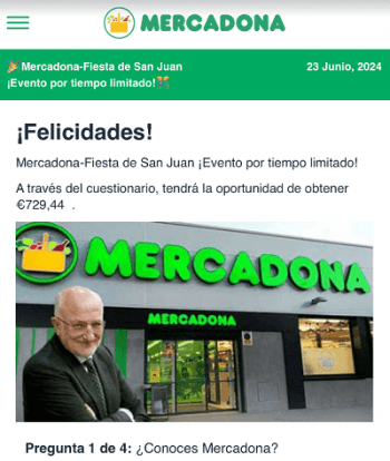 Imagen - ¡Cuidado, es una estafa! Mercadona no regala dinero por la Fiesta de San Juan