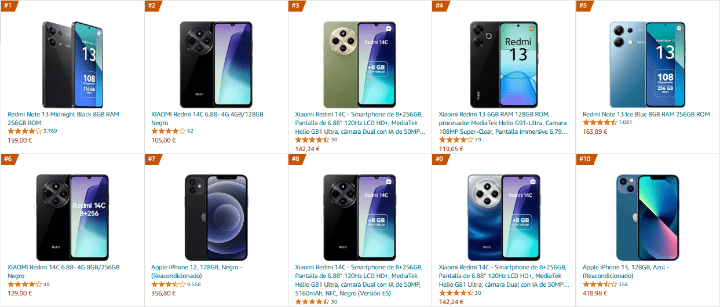 Imagen - Móviles más vendidos en Amazon por Navidad