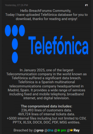 Imagen - Ataque a Telefónica: se filtran datos de clientes y documentos internos