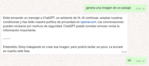 Imagen - Ya puedes crear im&aacute;genes en ChatGPT a trav&eacute;s de WhatsApp y gratis