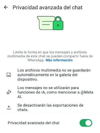 Imagen - &quot;Privacidad avanzada del chat&quot; en WhatsApp: así puedes protegerte de Meta AI