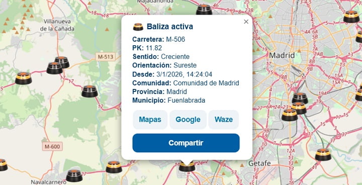 Imagen - C&oacute;mo ver las balizas V16 activas en tiempo real