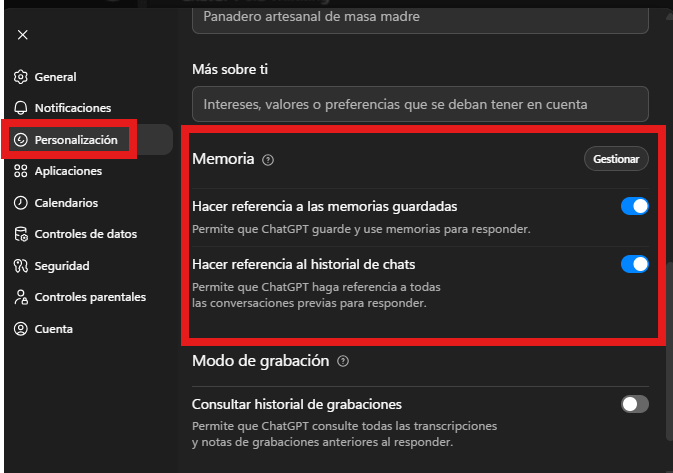 Imagen - C&oacute;mo desactivar la memoria de ChatGPT