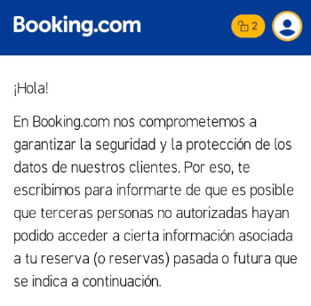 Imagen - &iquest;Has recibido este aviso de una reserva de hotel? El hackeo a Booking ser&iacute;a el culpable