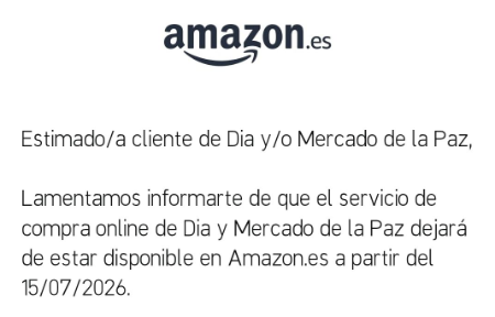 Imagen - Amazon elimina la compra en el supermercado Dia y Mercado de la Paz