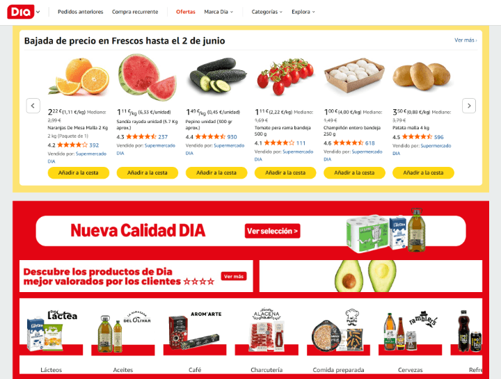 Imagen - Amazon elimina la compra en el supermercado Dia y Mercado de la Paz